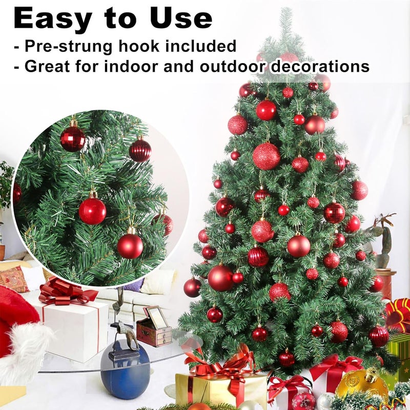 GameXcel Rose Red 1.6" Small Christmas Balls Christmas Tree Decoration Ornaments Shatterproof Hanging Balls for Birthday Halloween Holiday Wedding Decorations Set of 12pcs - Image 5